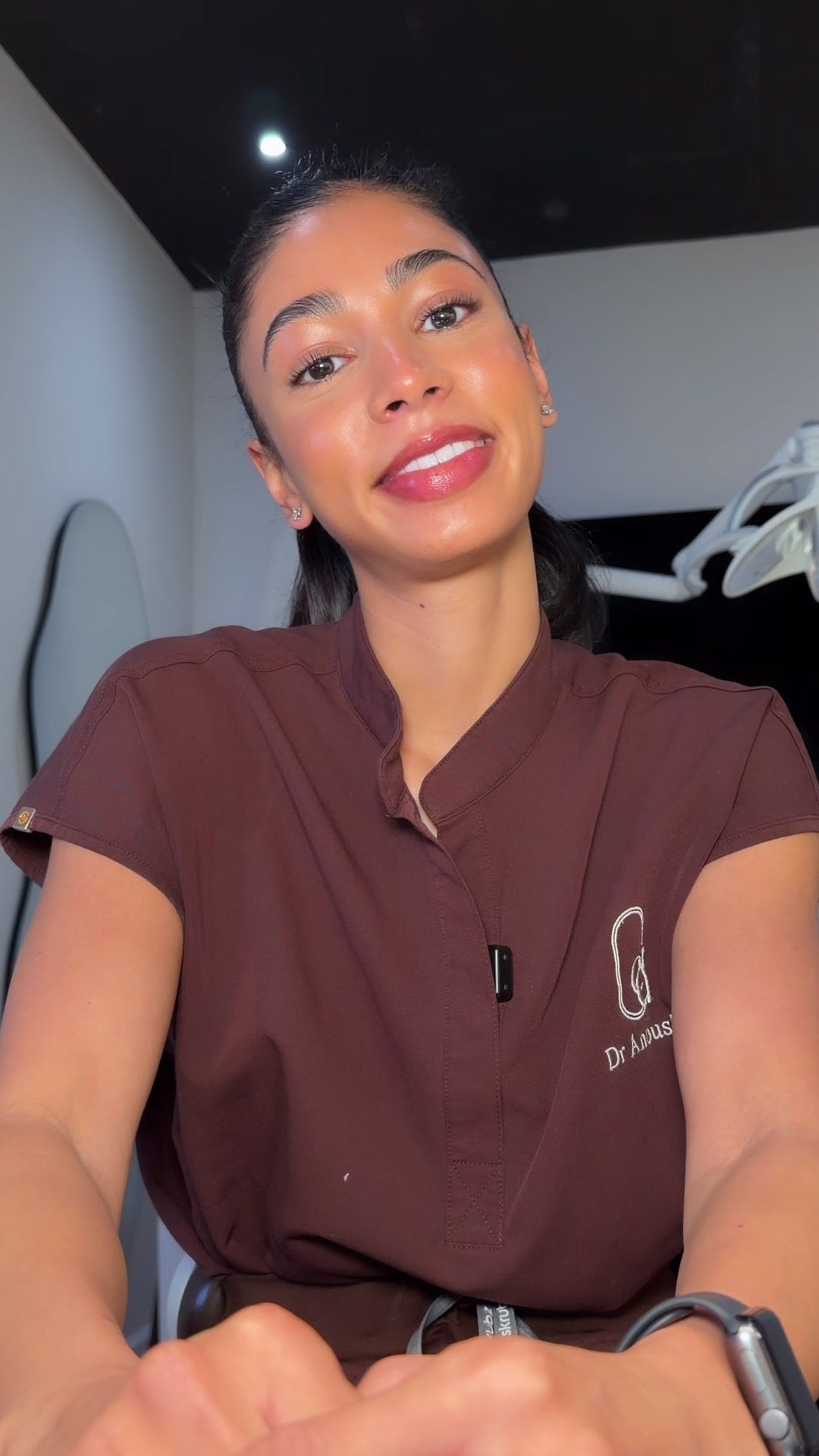 Dr Anouska speaking in her dental practice